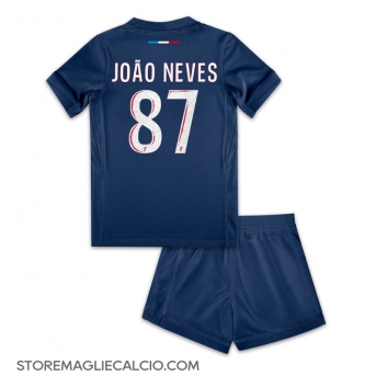 Paris Saint-Germain Joao Neves #87 Maglia Gara Casa Repliche 2024-25 Bambino Maniche Corte